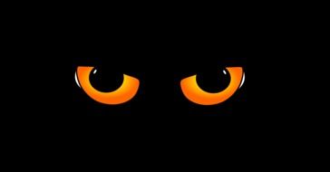 orange cat's eyes in darkness, drawing