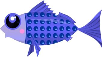graphic image of blue fish with big eyes