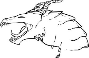 a scary dragon with horns drawing