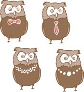 illustration of funny owl with different accessories