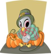 graphic image of a little bird on a pumpkin