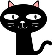 drawn black cartoon cat