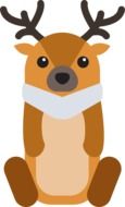 drawing of a sitting moose in a scarf