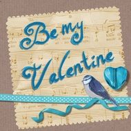 valentines day greeting card with blue heart