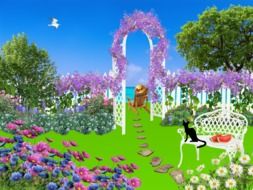 Flowers and black cat drawing