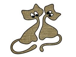 Two Funny Cat Fabric drawing