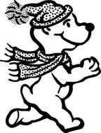 painted bear with cap and scarf