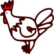 clipart, picture of a cock with a red crest