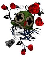 Skull with helmet clipart