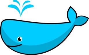 Blue Comic Whale drawing
