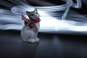 cat figurine on the background of a lighting