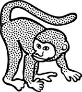 black and white drawing of a monkey