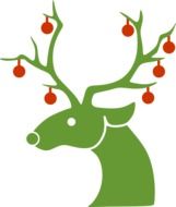 Green Christmas reindeer as a clipart