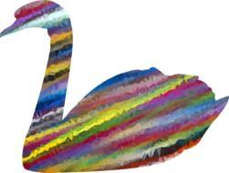 painted multicolored striped swan