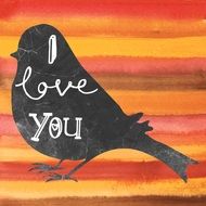 bird drawing on colorful stripes