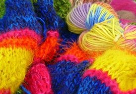 multi-colored colorful wool for knitting