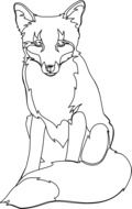 black and white drawing of a fox on a white background