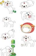 drawn puppies on a white sheet