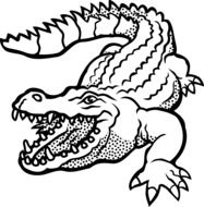 Black and white drawing of the crocodile clipart