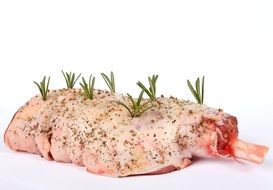 bone-in meat with coriander and rosemary