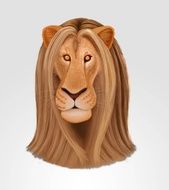 painted lion head with long hair