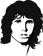 Black and white portrait of Jim Morrison clipart