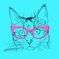 Blue Cat with pink glasses