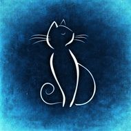 cat silhouette on dark blue background