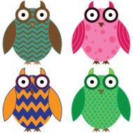 drawn colorful cartoon owls