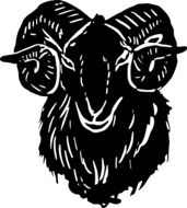 black silhouette of a goat's head