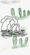 elephants among cacti sketch