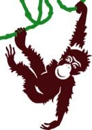 Cartoon Ape Hanging on vine