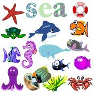 graphic representation of various representatives of marine fauna