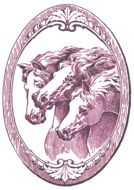 image of three horses in a vintage frame