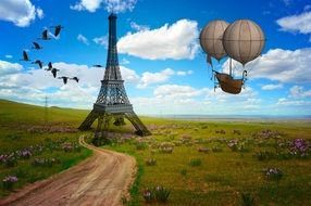 clipart of Eiffel Tower in countryside