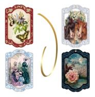 Four gift cards with cats,butterfly and flowers
