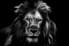 clipart of Black Lion with green eyes