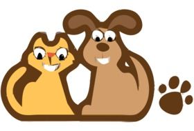 Brown dog and yellow cat