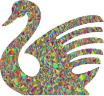 silhouette of a swan in holographic triangles