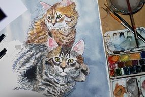 cats like watercolor painting