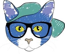 clipart of the muzzle of a smart cat