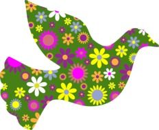 Floral drawing of a dove