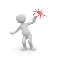 figure of a man with a crab in his hand as a graphic drawing