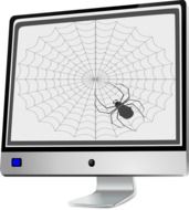 drawn web on a computer monitor