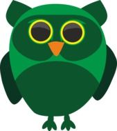 drawing of a green owl