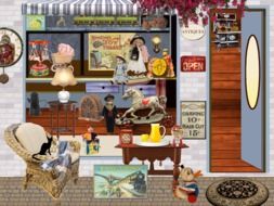 Antique Toy shop and black cat