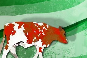 painted red and white cow