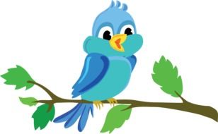 blue singing bird on a branch as an illustration