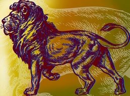 drawing of a lion on a brown background