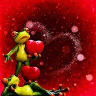 valentine's card with funny frog couple